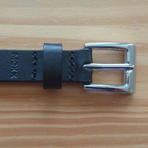 Mexx Leather Black Belt with Silver Buckle